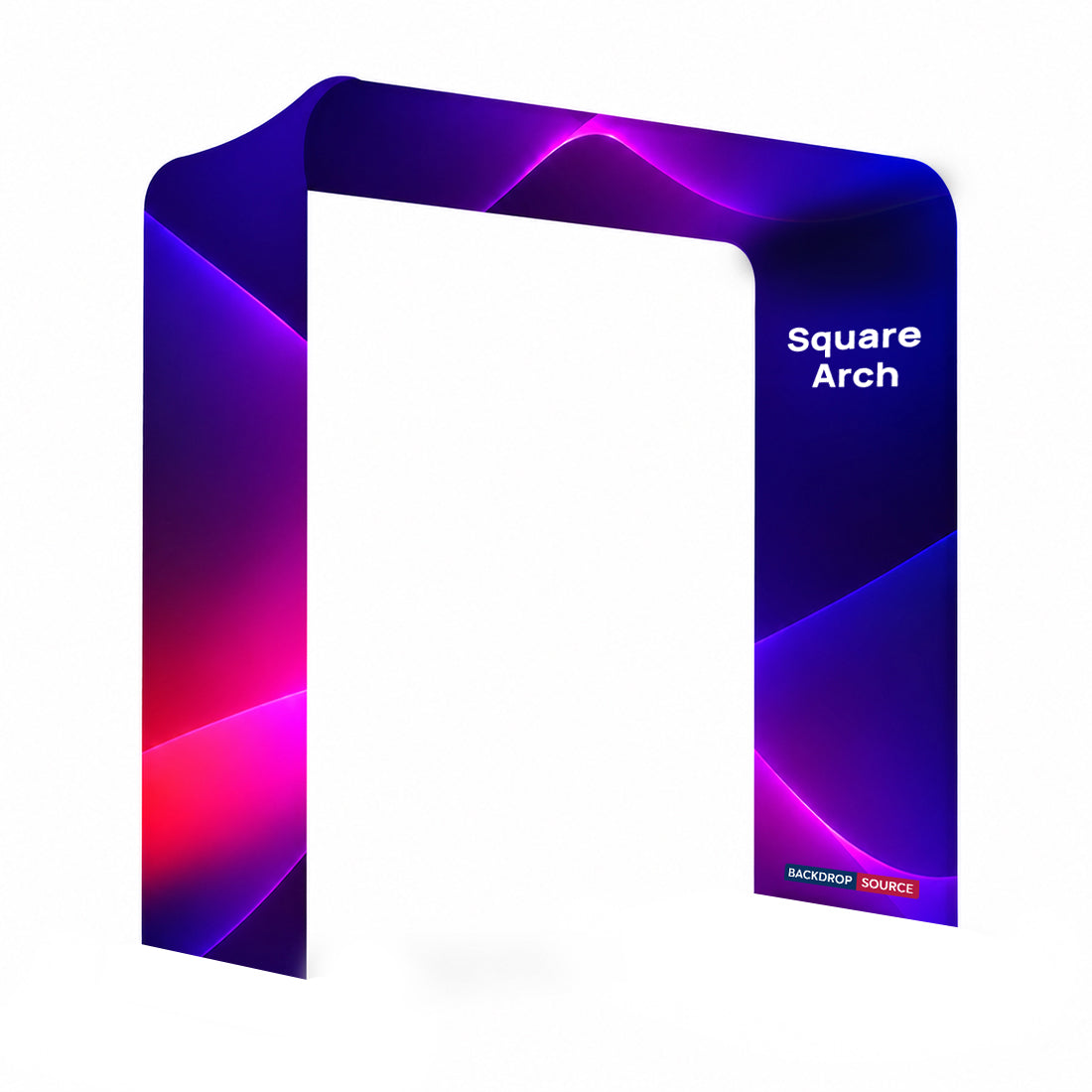 Arco espositivo in tessuto teso di forma quadrata