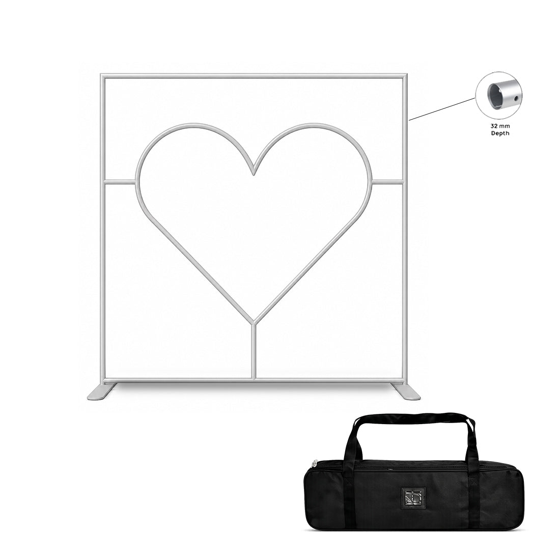 Fondale grafico a tensione dritto – Intaglio a cuore