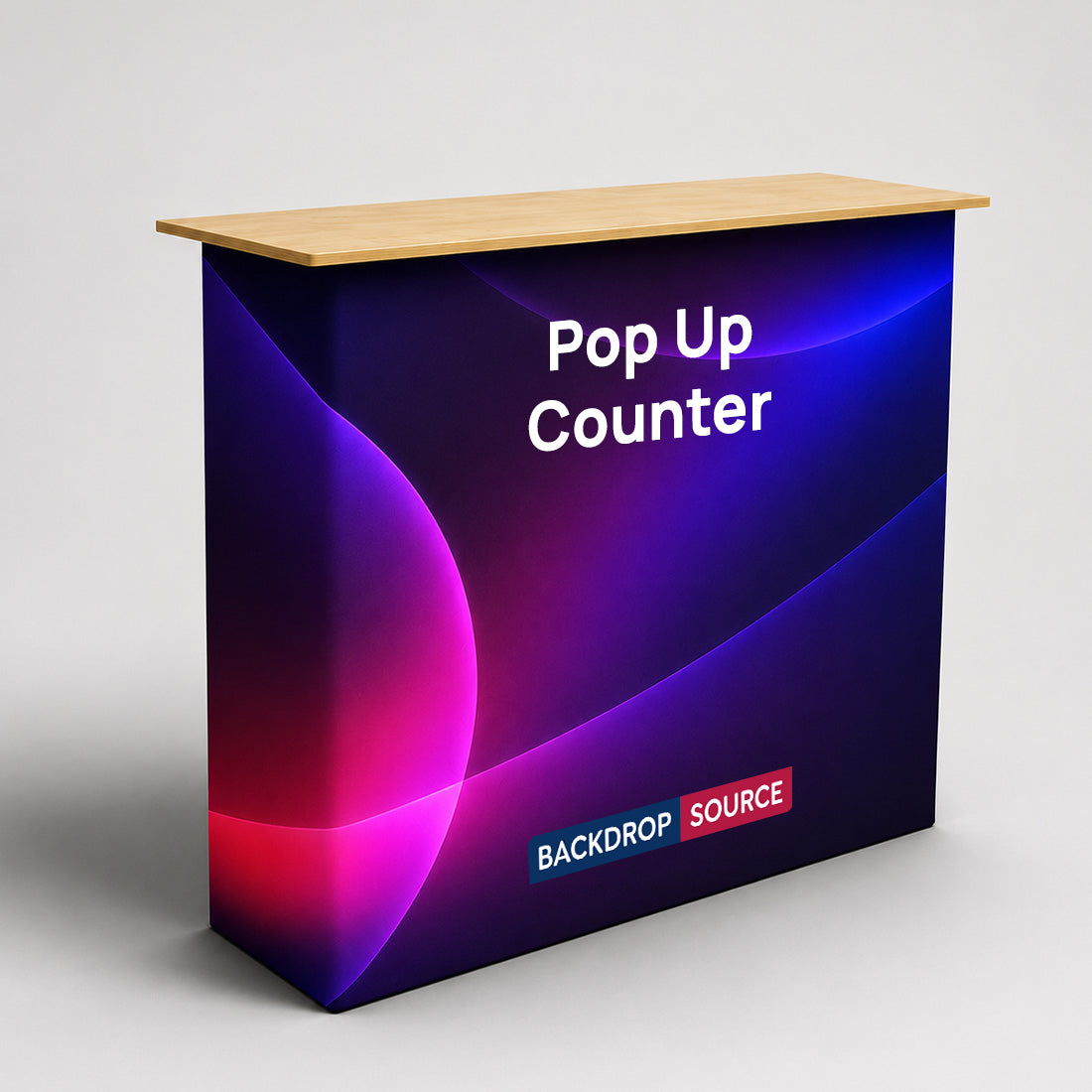 Banco espositivo pop-up in tessuto da tavolo (per esposizioni su podio e stand)