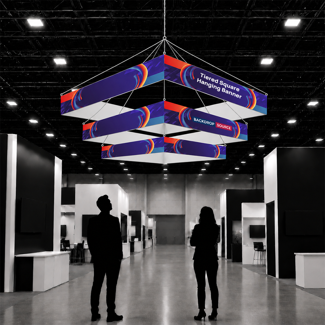 Banner quadrato sospeso a più livelli