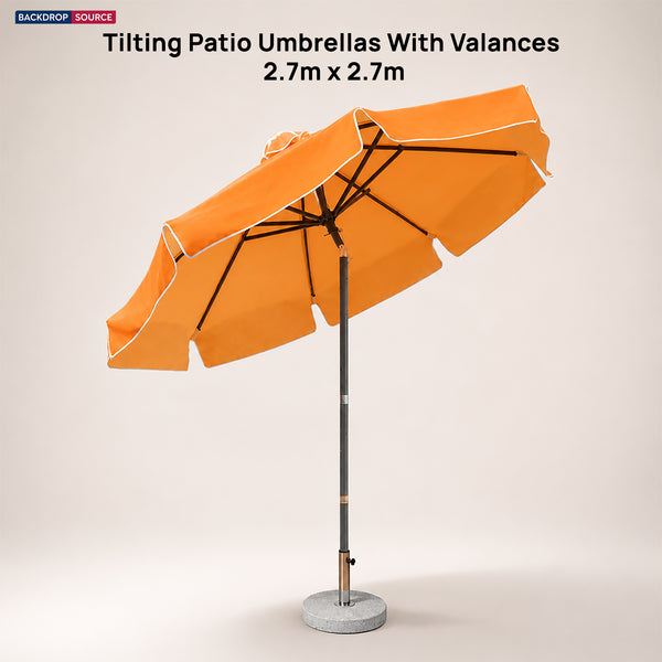 Tilting Patio Umbrellas With Valances – 2.7m x 2.7m