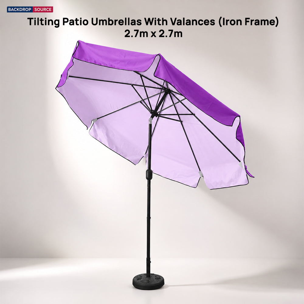 Tilting Patio Umbrellas With Valances (Iron Frame) – 2.7m x 2.7m