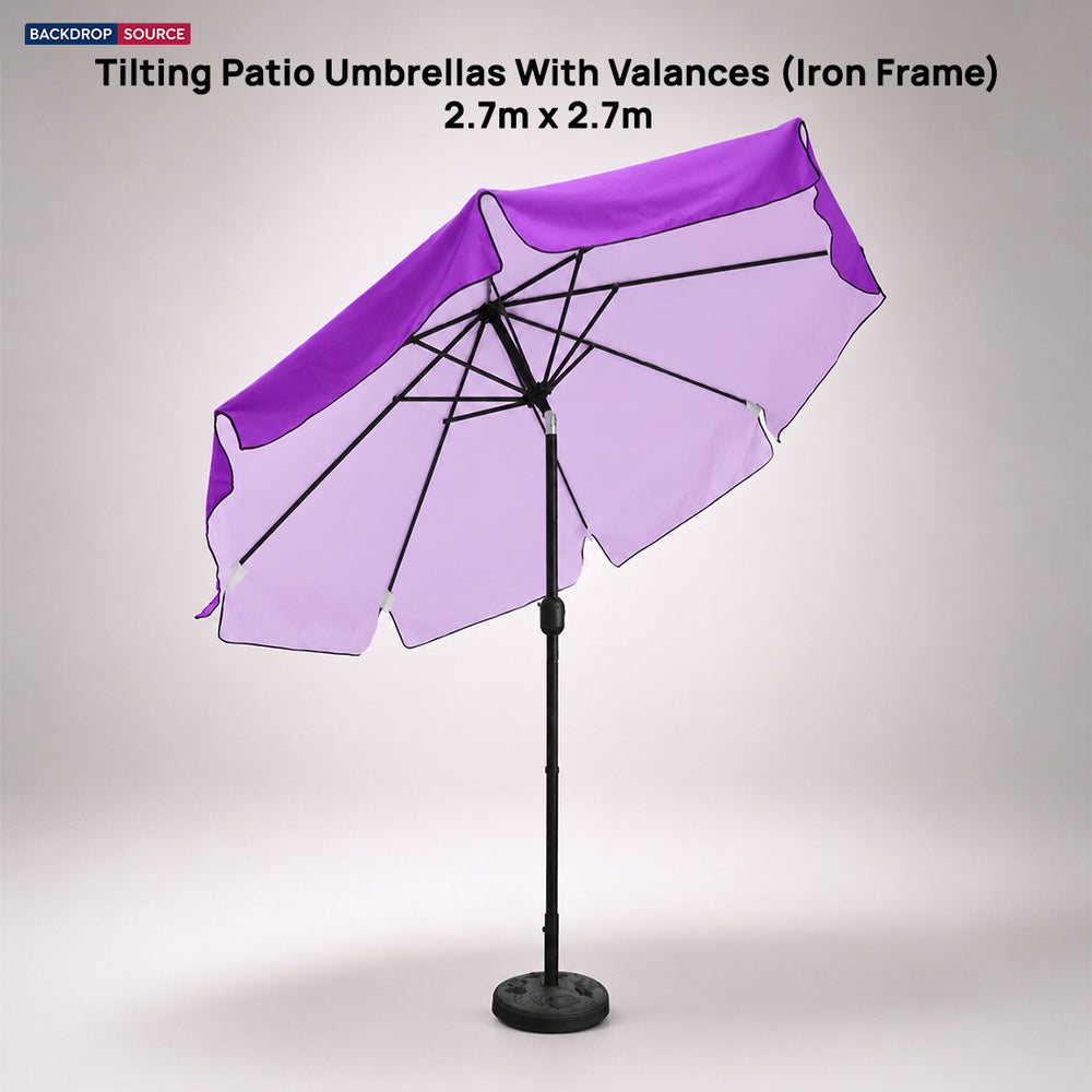 Tilting Patio Umbrellas With Valances (Iron Frame) – 2.7m x 2.7m