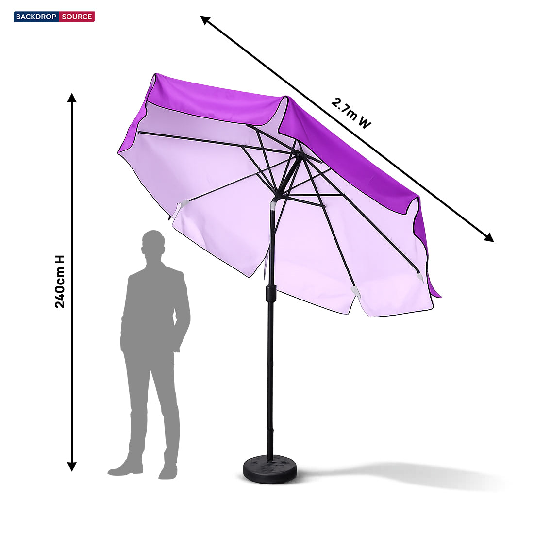 Tilting Patio Umbrellas With Valances (Iron Frame) – 2.7m x 2.7m