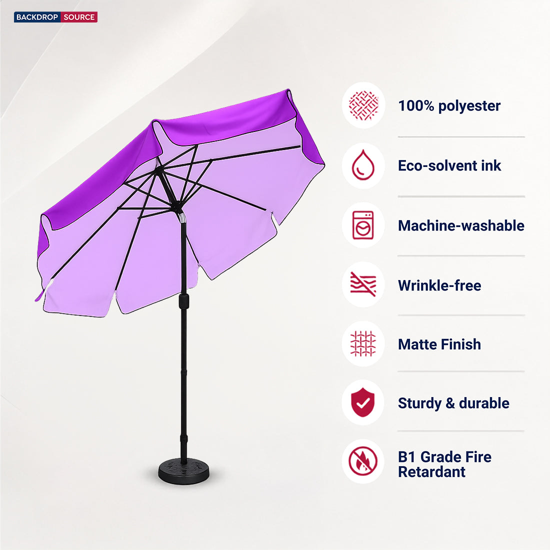 Tilting Patio Umbrellas With Valances (Iron Frame) – 2.7m x 2.7m