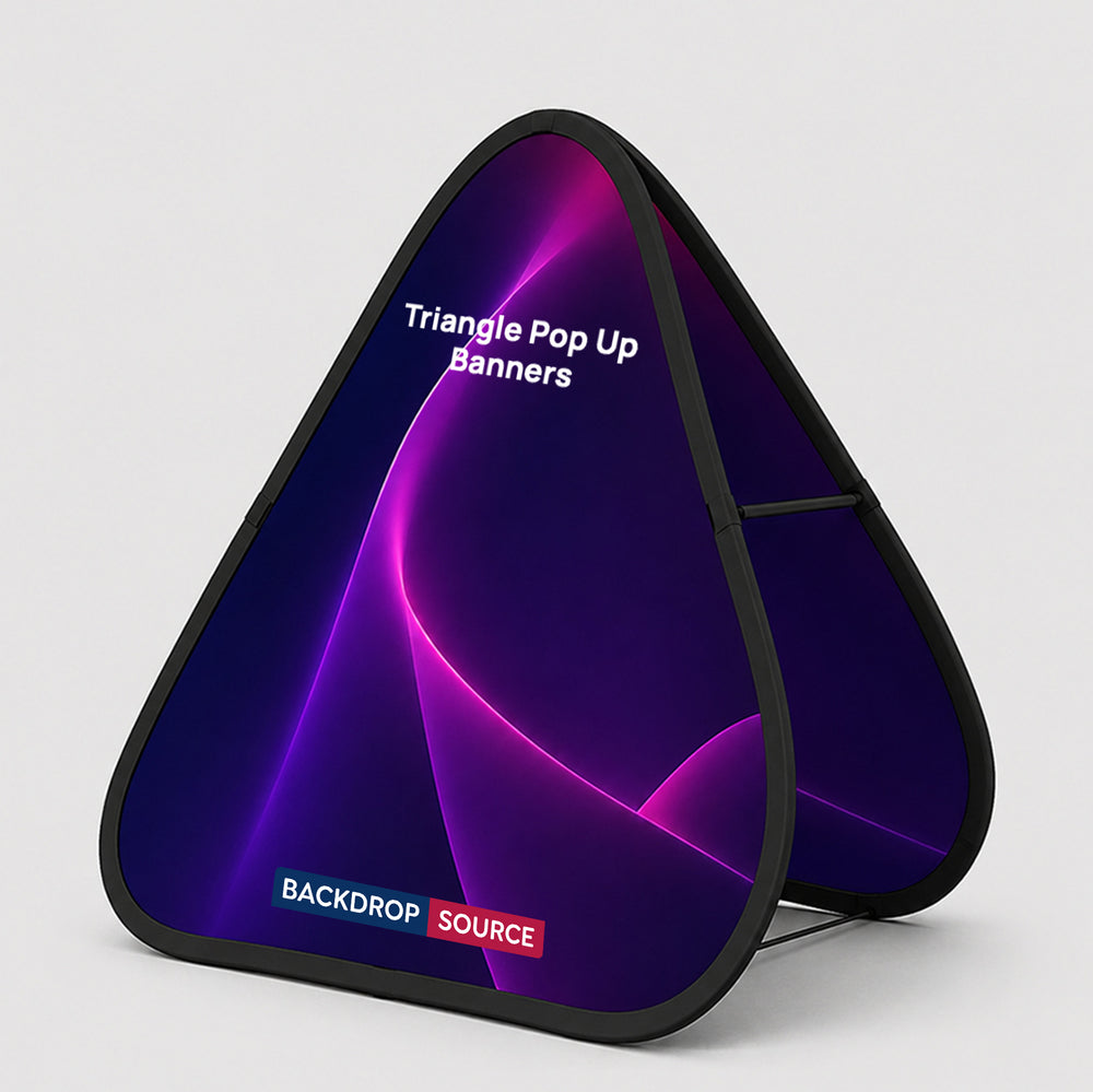 Banner pop-up triangolari in tessuto (stampa fronte-retro)
