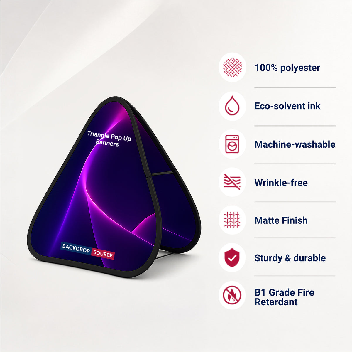 Banner pop-up triangolari in tessuto (stampa fronte-retro)