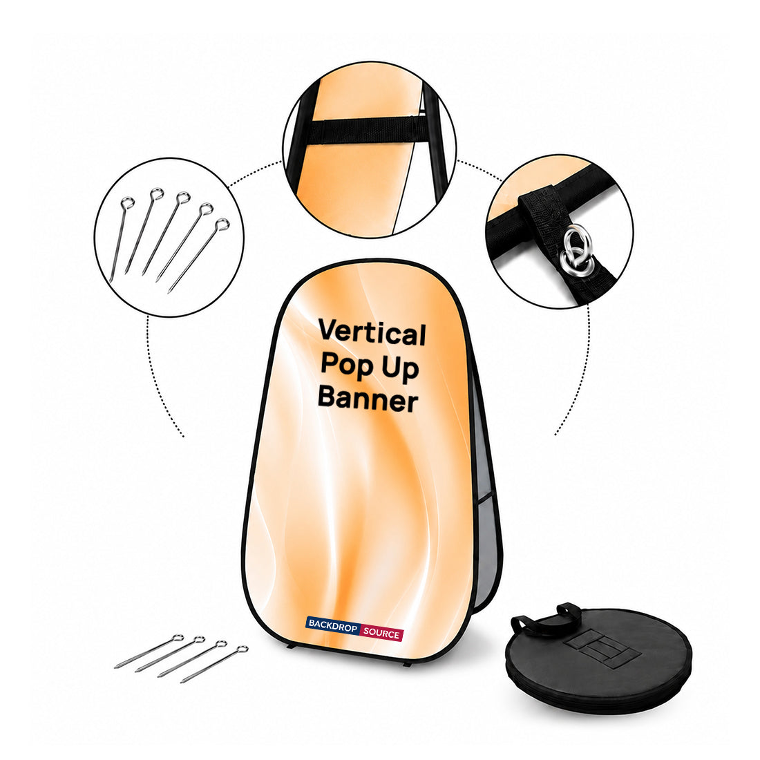 Vertical Fabric Pop Up Banners (Double Side Printed)