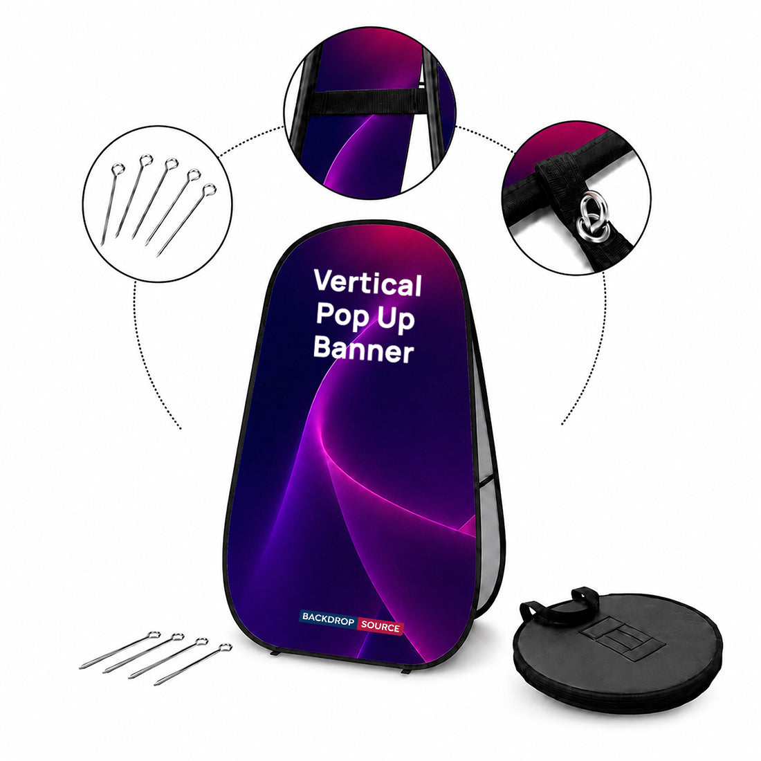 Vertical Fabric Pop Up Banners (Double Side Printed)