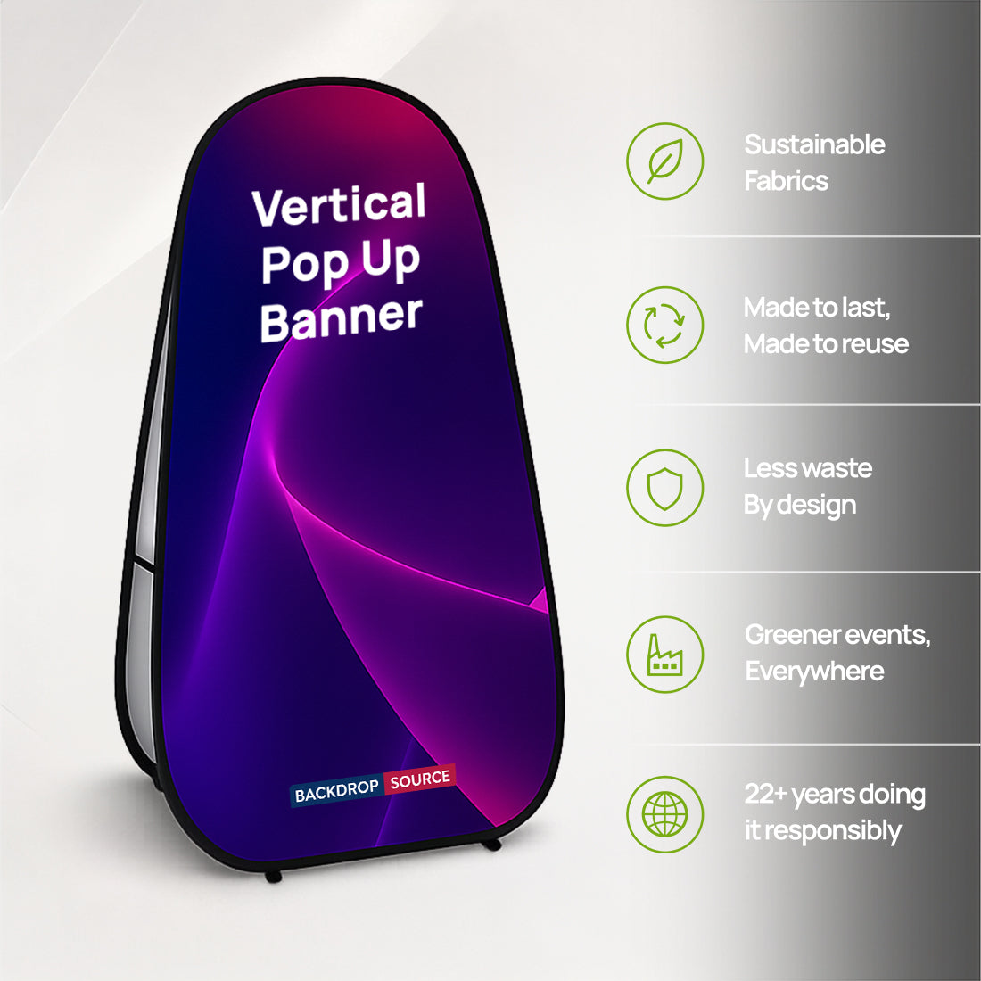 Vertical Fabric Pop Up Banners (Double Side Printed)