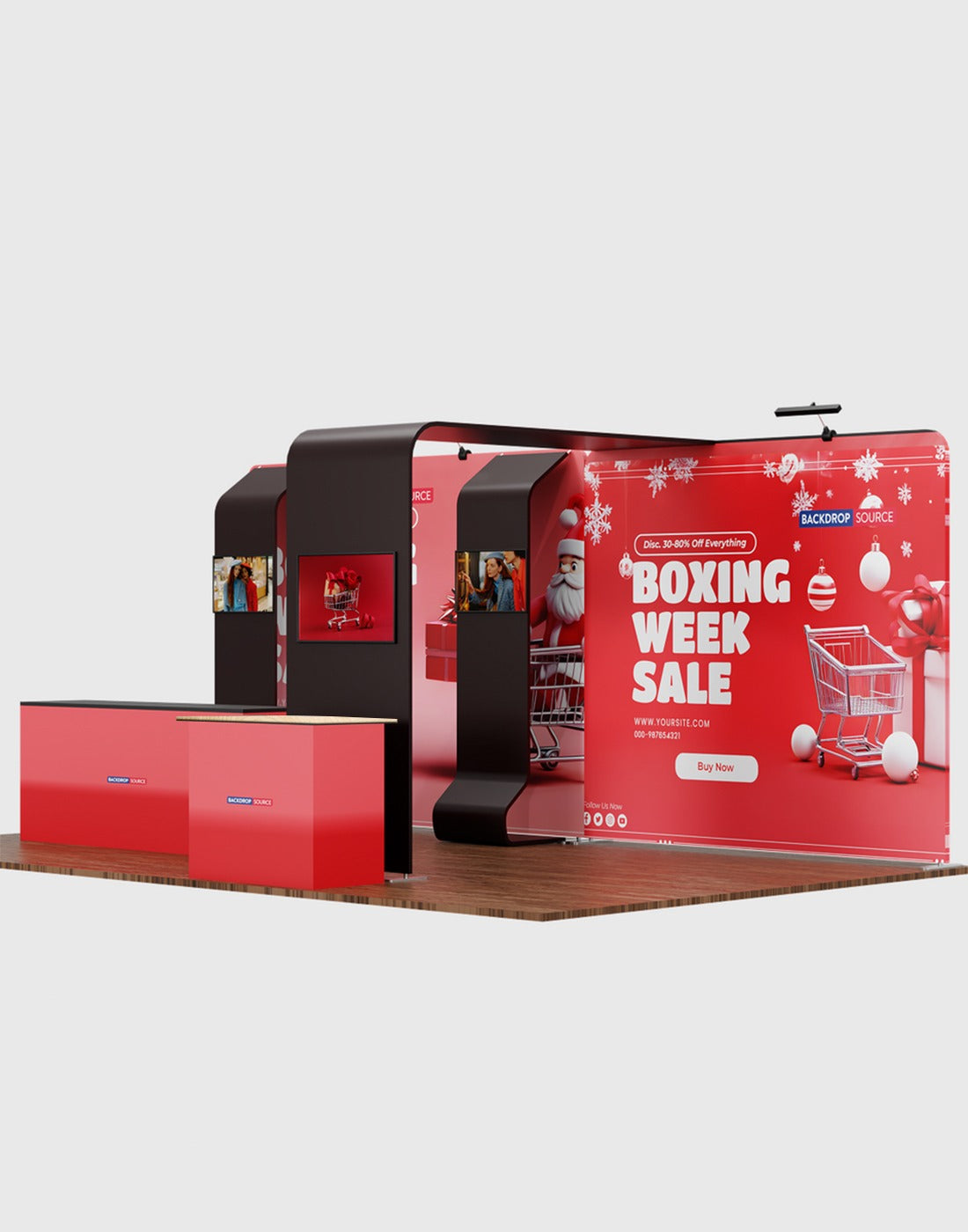 Kit espositivo con fondale dritto 20x10 con arco