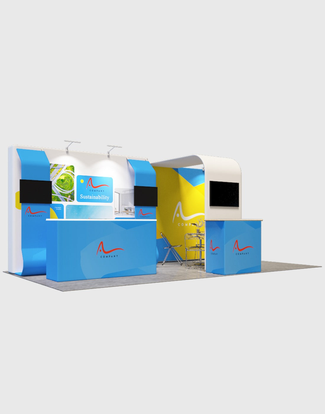 Kit espositivo con fondale dritto 20x10 con arco