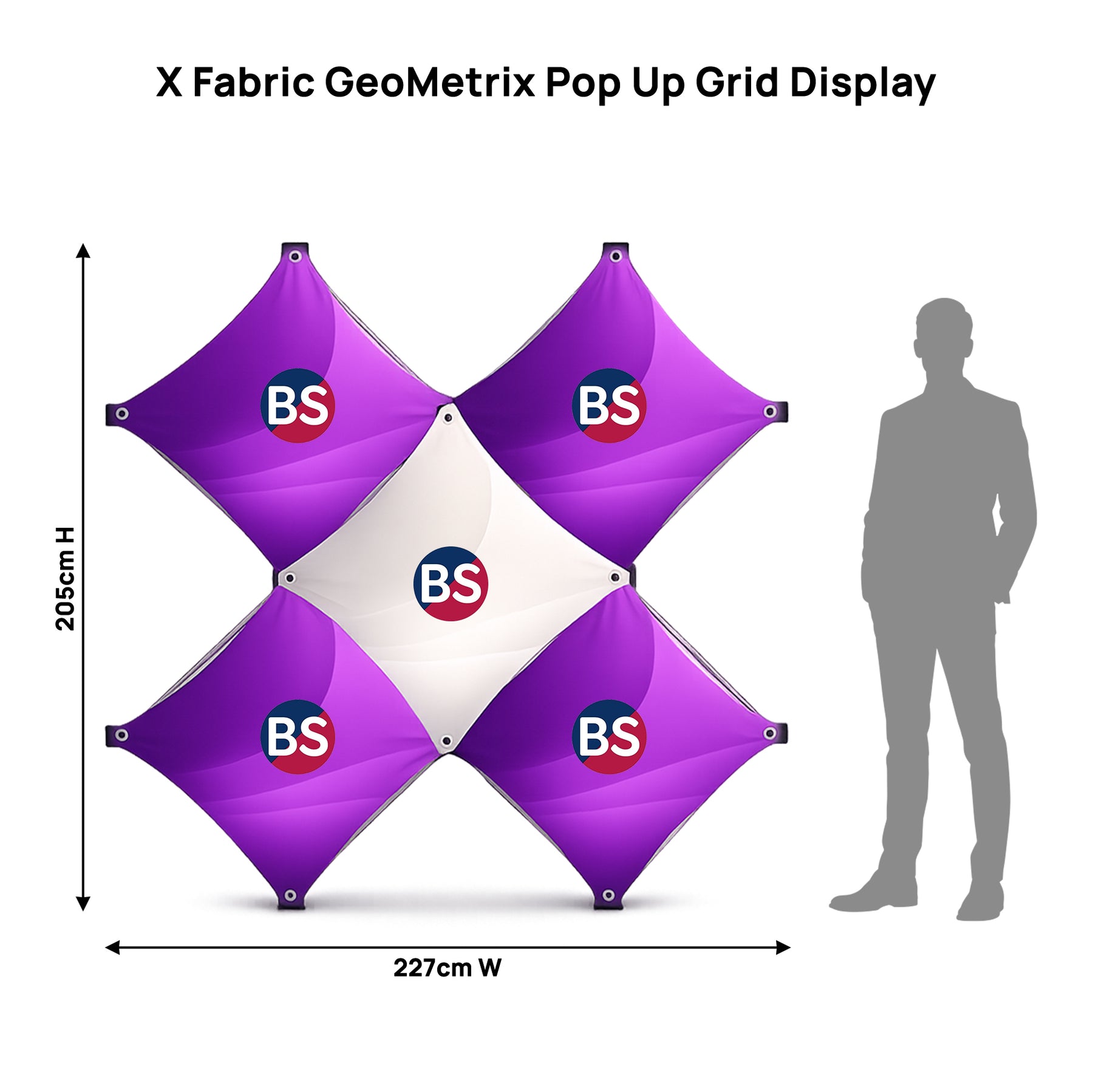 X Espositore a Griglia Pop-up GeoMetrix in Tessuto
