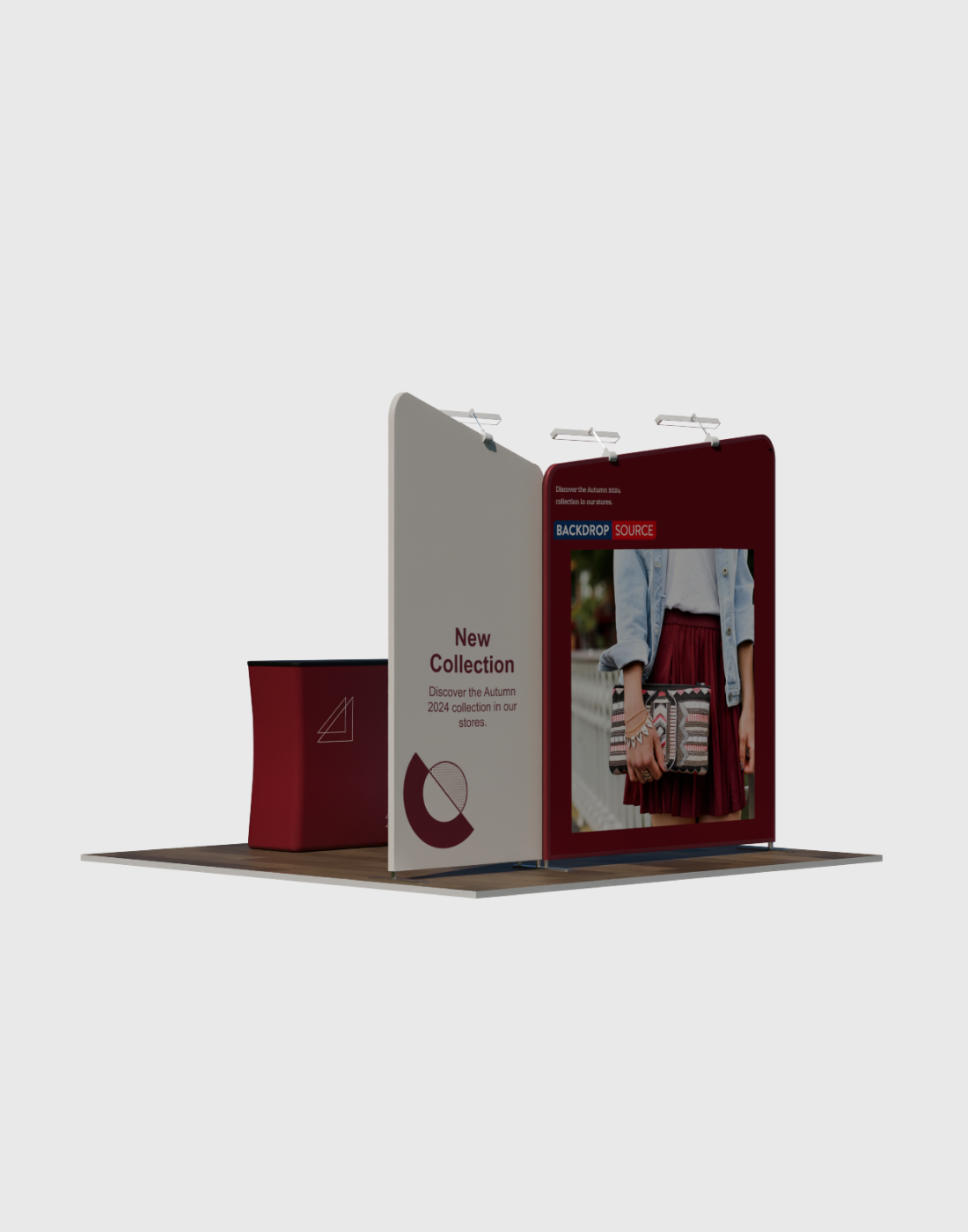 Kit espositivo inclinato per stand larghi 3 m