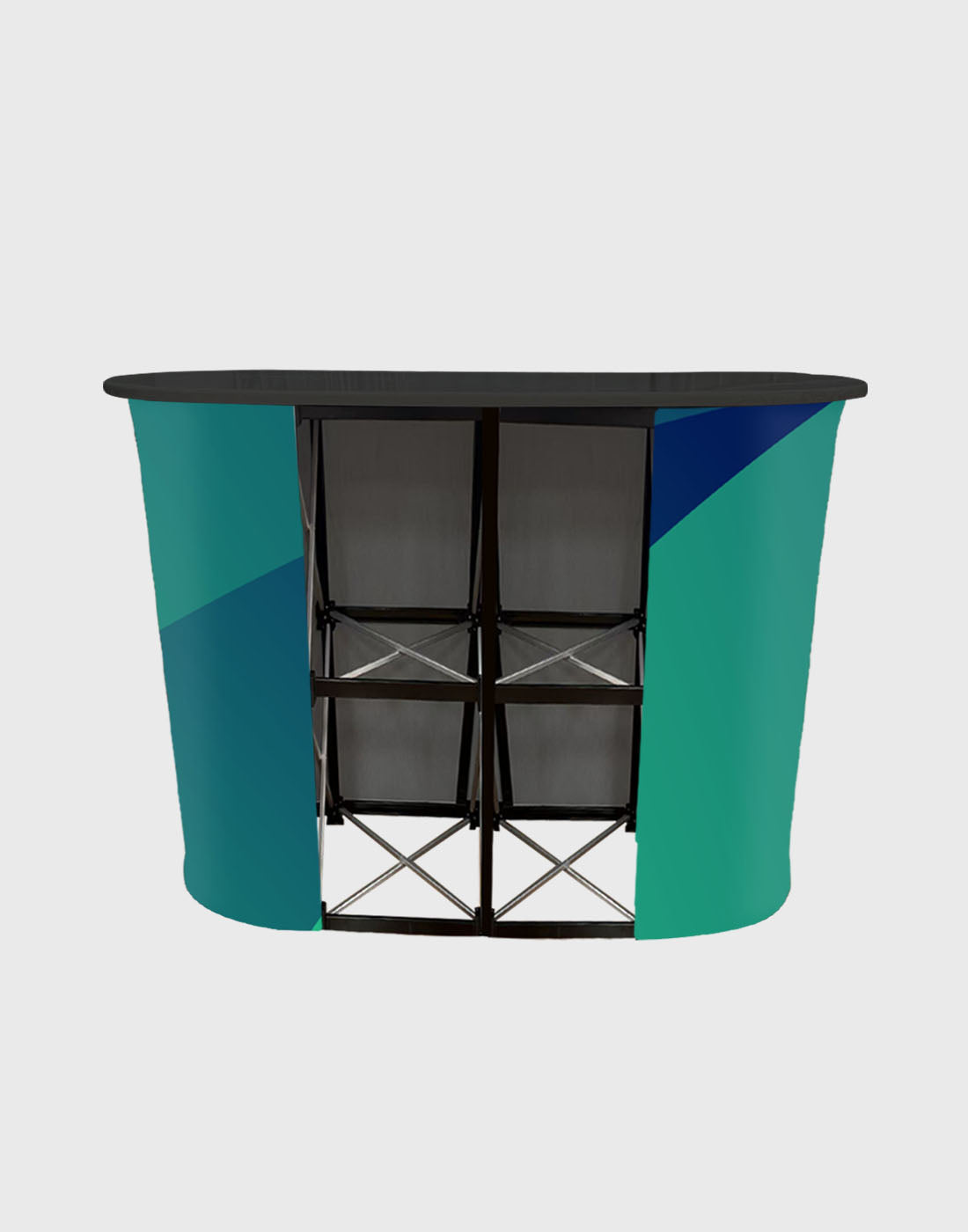 Banco espositivo pop-up in tessuto da tavolo (per esposizioni su podio e stand)