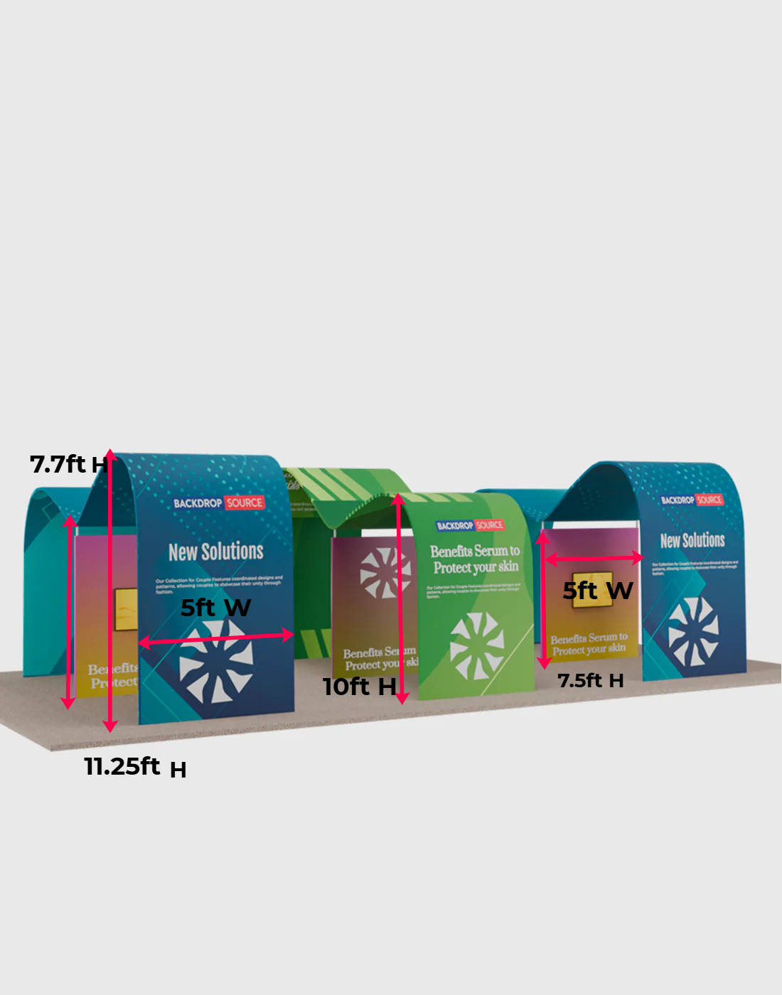 Kit espositivo con fondale dritto 20x10 con arco