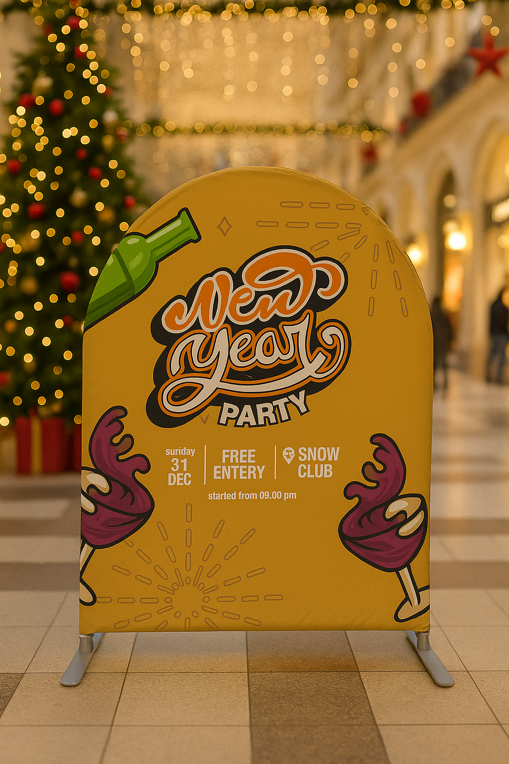 Parete multimediale con fondale in tessuto teso dritto