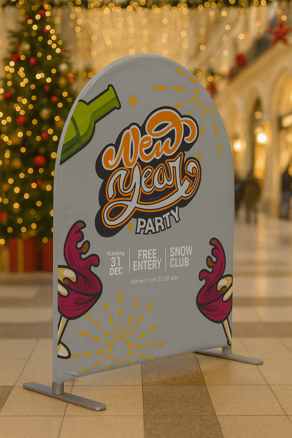 Parete multimediale con fondale in tessuto teso dritto