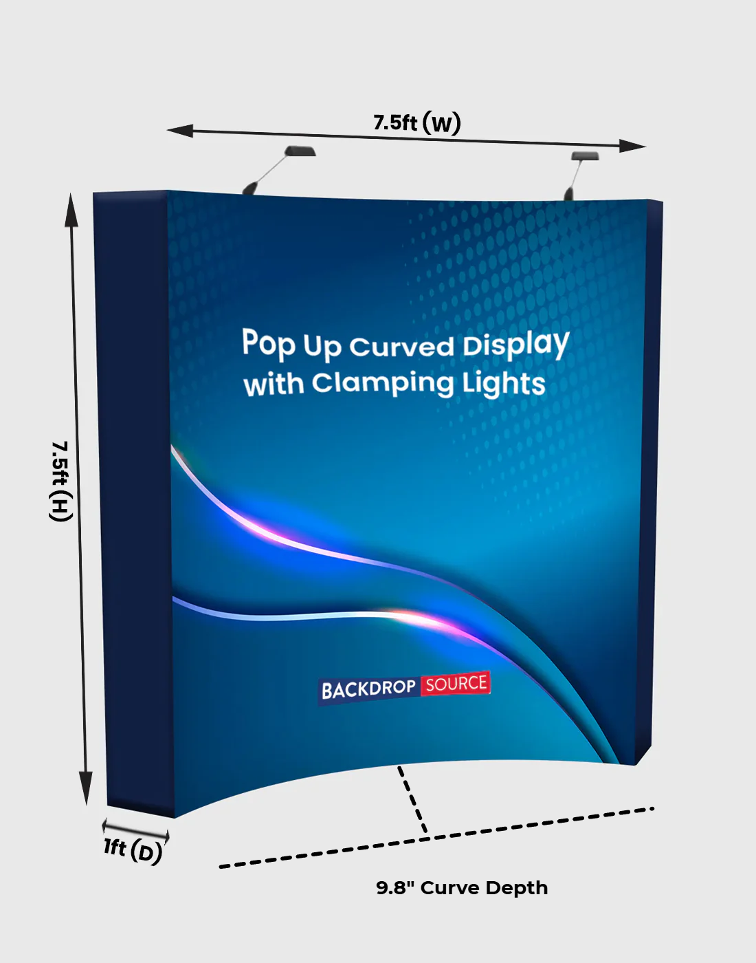 Popup Curved Backwall Kit with Clamping Lights