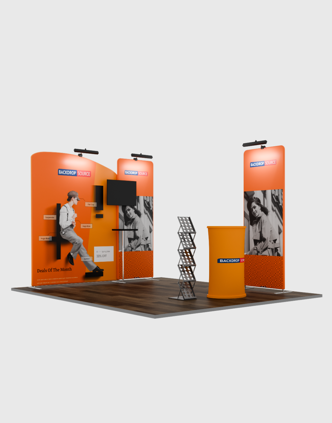 Kit espositivo per TV Premium per stand larghi 3 m