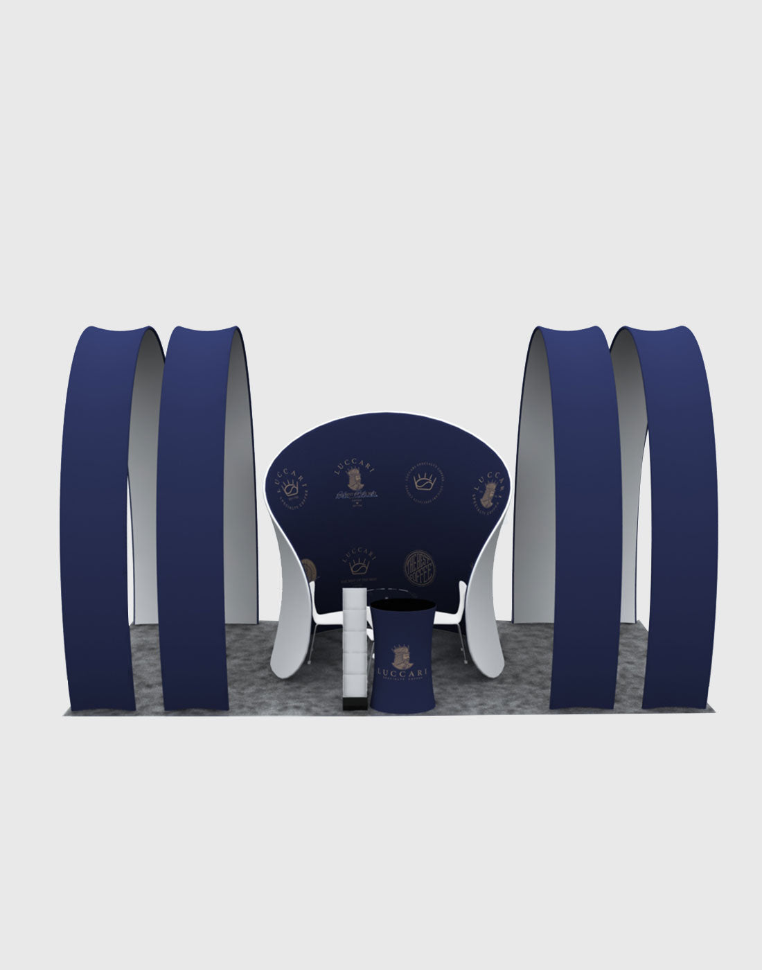 20x10 Meeting Pod with Round Arch Exhibition Kit - Backdropsource