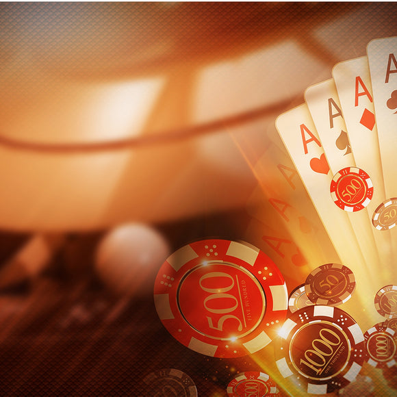 Blackjack Cards and Betting Chips Backdrop - Backdropsource