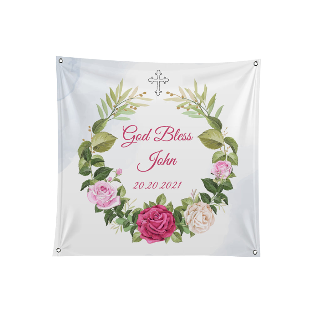Baptism God Bless John Polyester Banner - Backdropsource