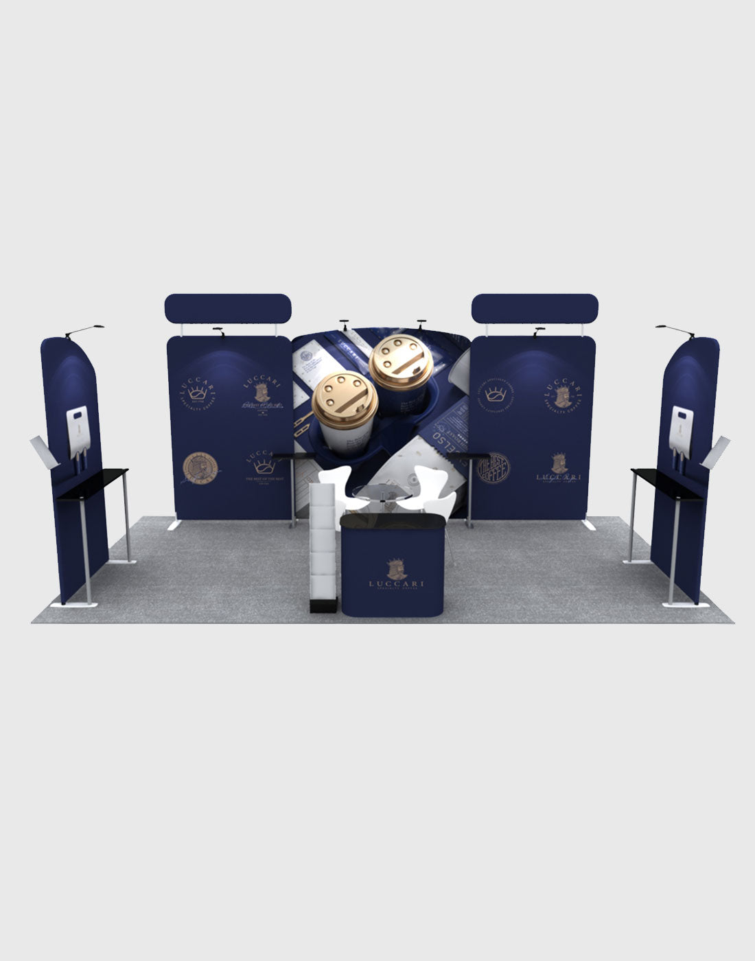 20x10 Straight Backdrop with Round Table Top Exhibition Kit - Backdropsource