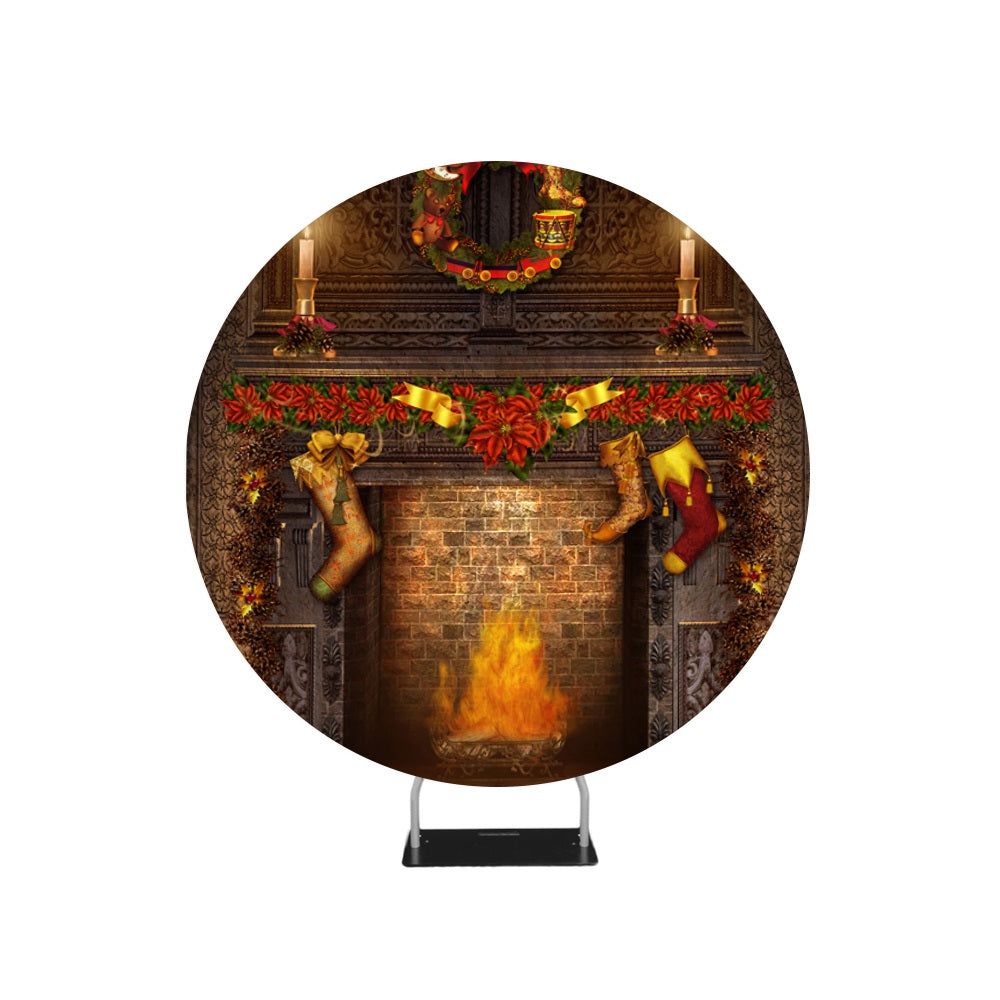 Ancient Chimney Photography Christmas Backdrop Circle Backdrop Stand - Backdropsource