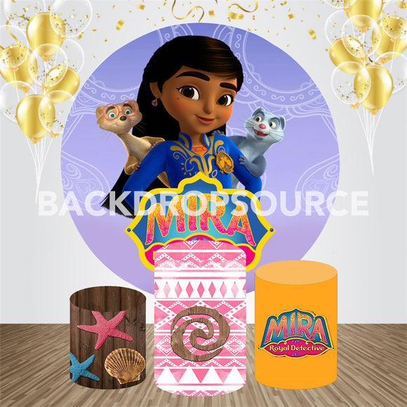 Mira Royal Detective Themed Event Party Round Backdrop Kit - Backdropsource