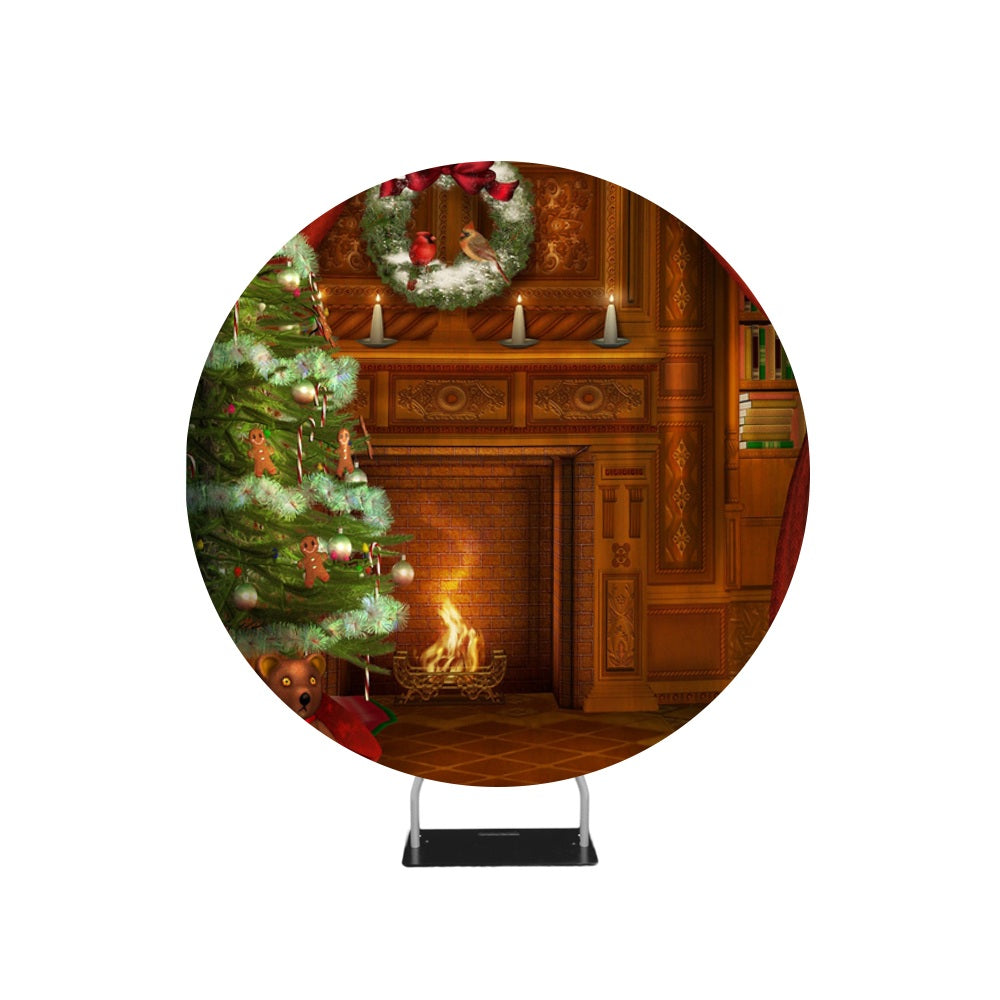Chimney Christmas Photo Backdrop Circle backdrop stand - Backdropsource