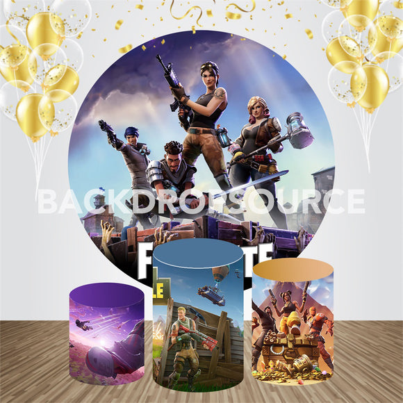 Fortnite Game Character Themed Event Party Round Backdrop Kit - Backdropsource