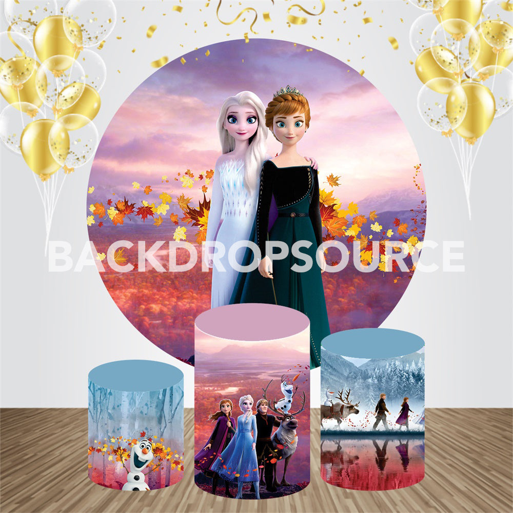 Frozen Princess Themed Event Party Round Backdrop Kit - Backdropsource