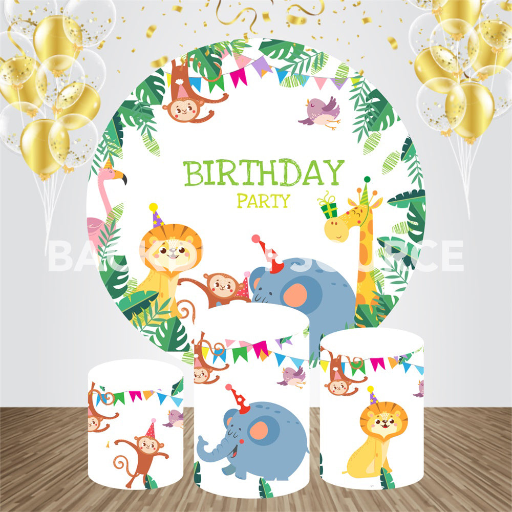 Jungle Themed Birthday Event Party Round Backdrop Kit - Backdropsource