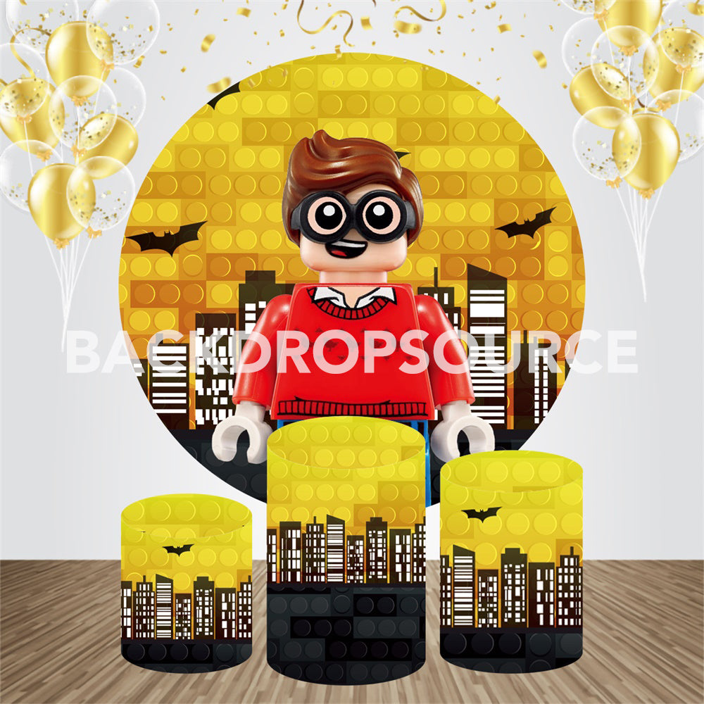 Toy Building Block Event Party Round Backdrop Kit - Backdropsource