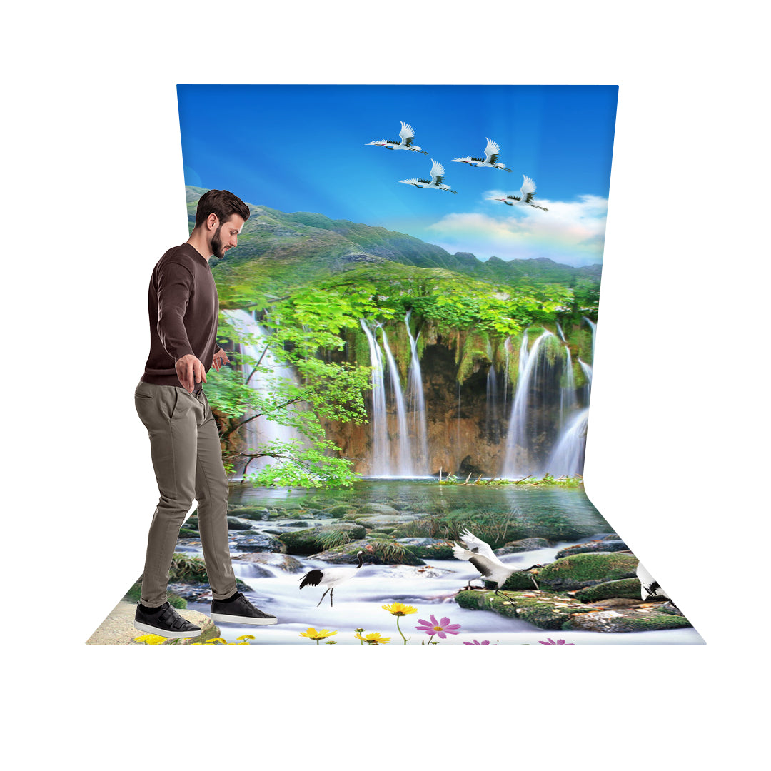 Waterfall Realistic 3D Design Backdrop  L - Shaped Backwall - Backdropsource