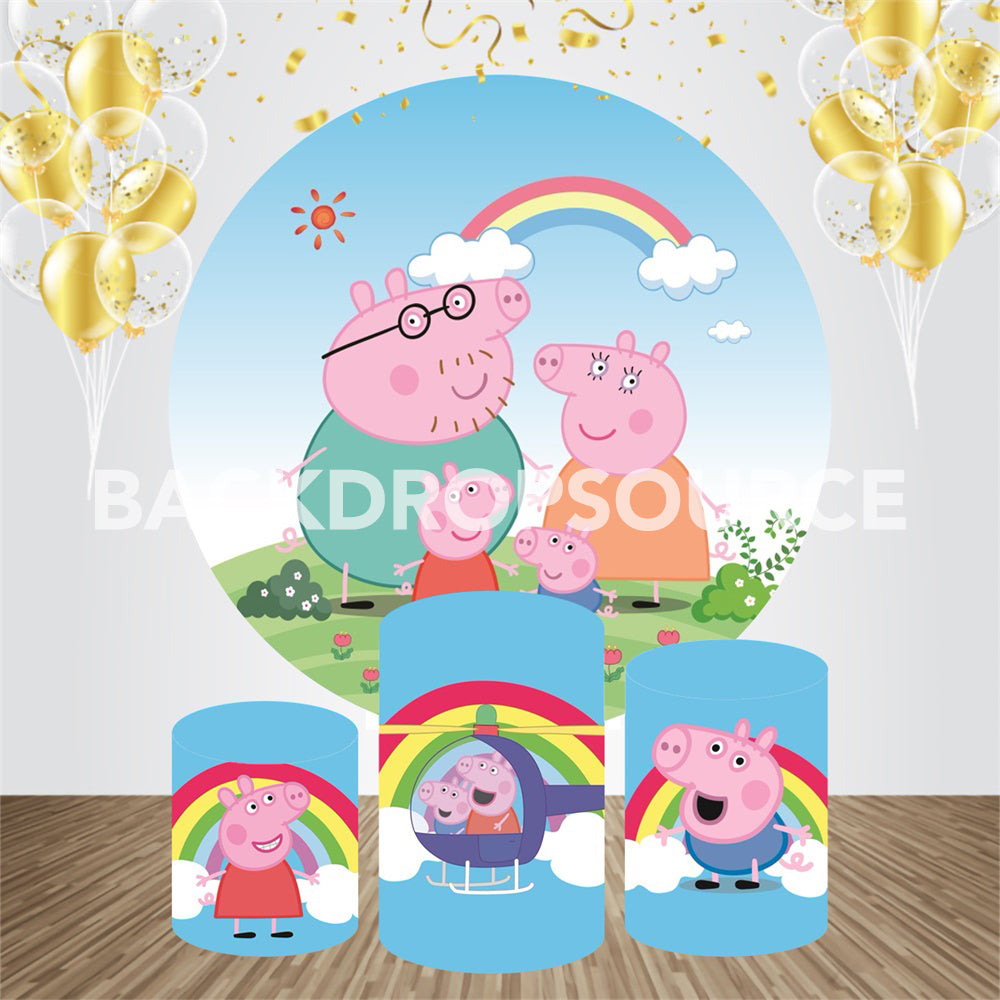 Peppa Pig Event Party Round Backdrop Kit - Backdropsource