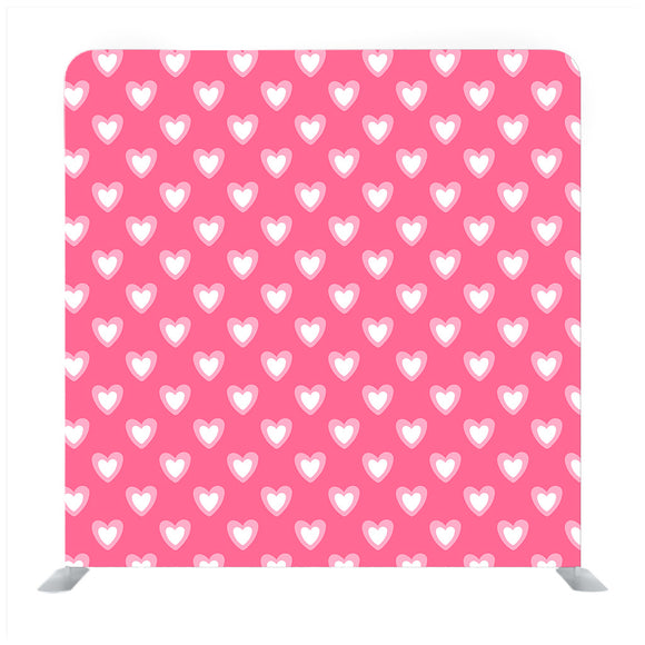 Pink background with white heart pattern media wall - Backdropsource