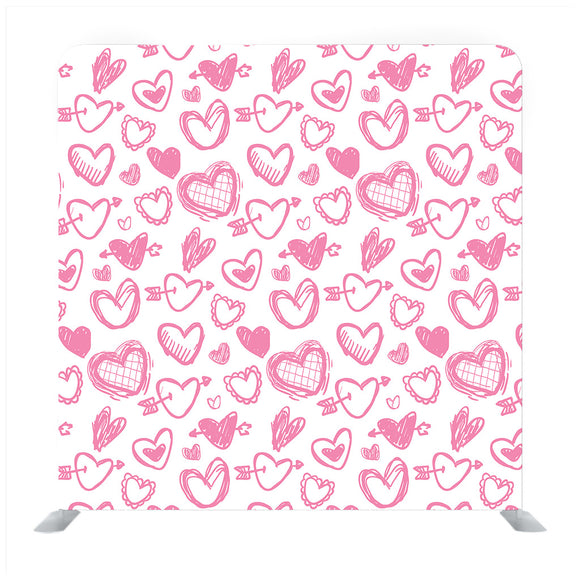 Pink Hearts With White Background Media Wall - Backdropsource