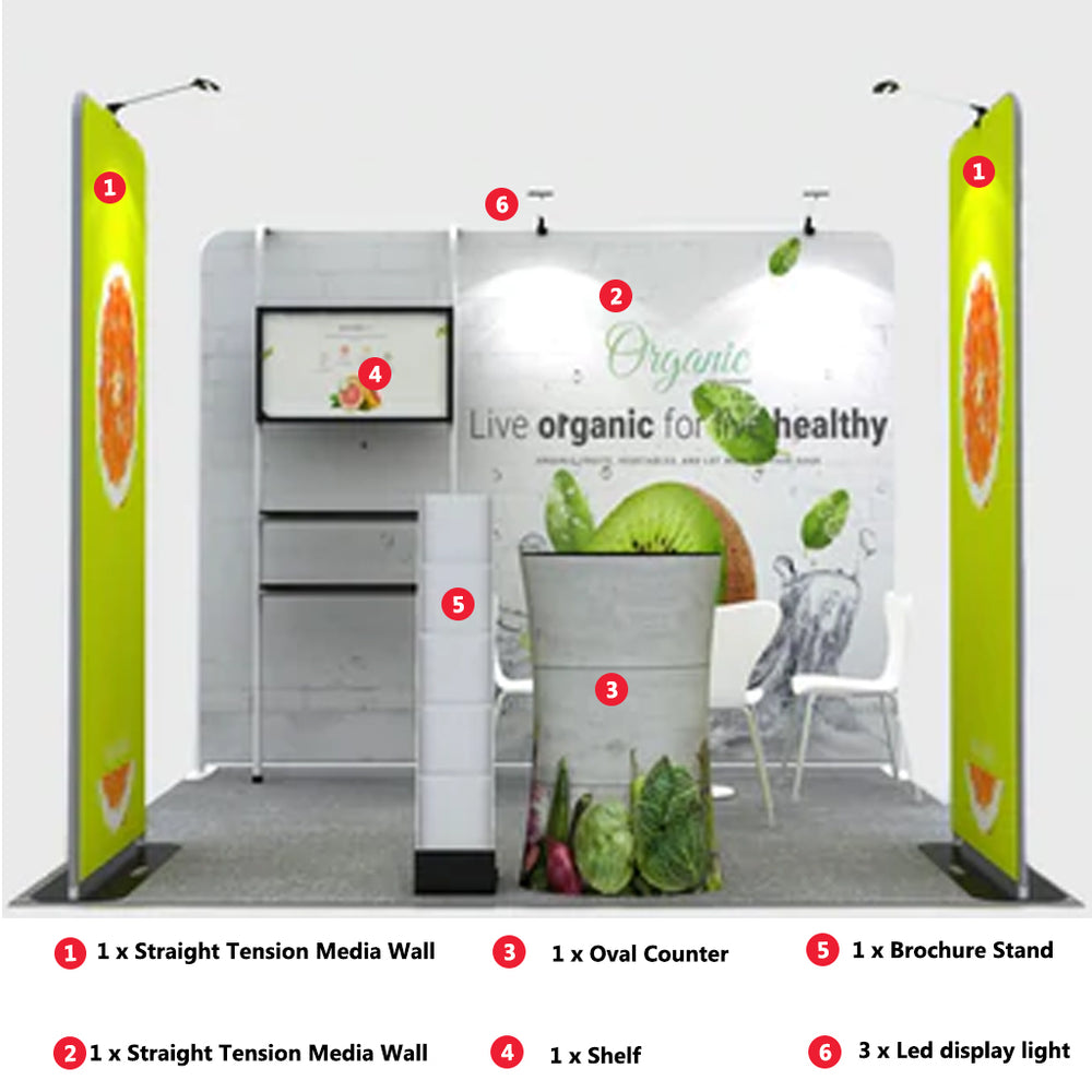 Kit espositivo premium per stand larghi 3 m