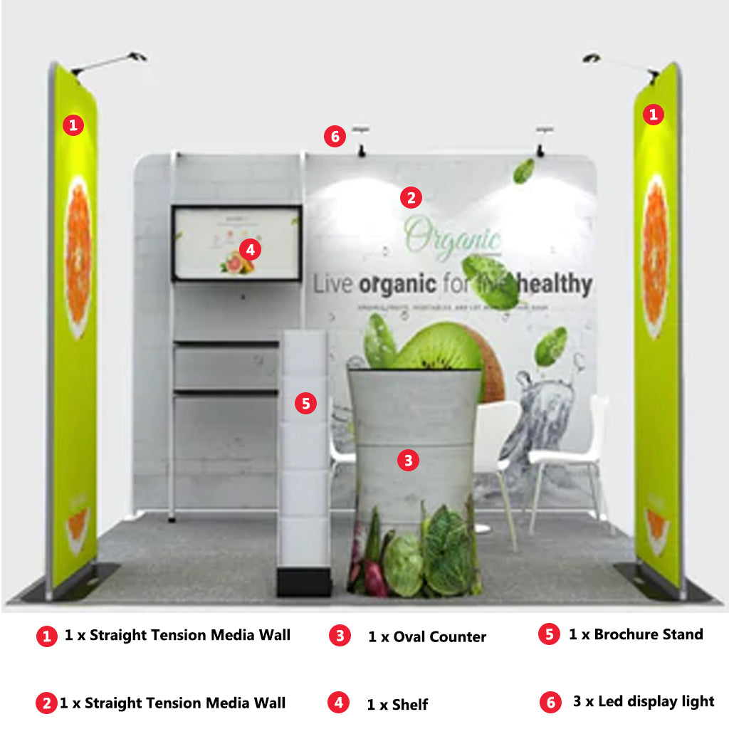 Kit espositivo premium per stand larghi 3 m