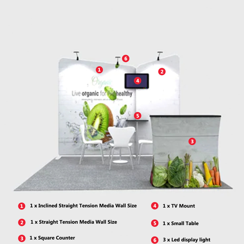 Kit espositivo inclinato per stand larghi 3 m