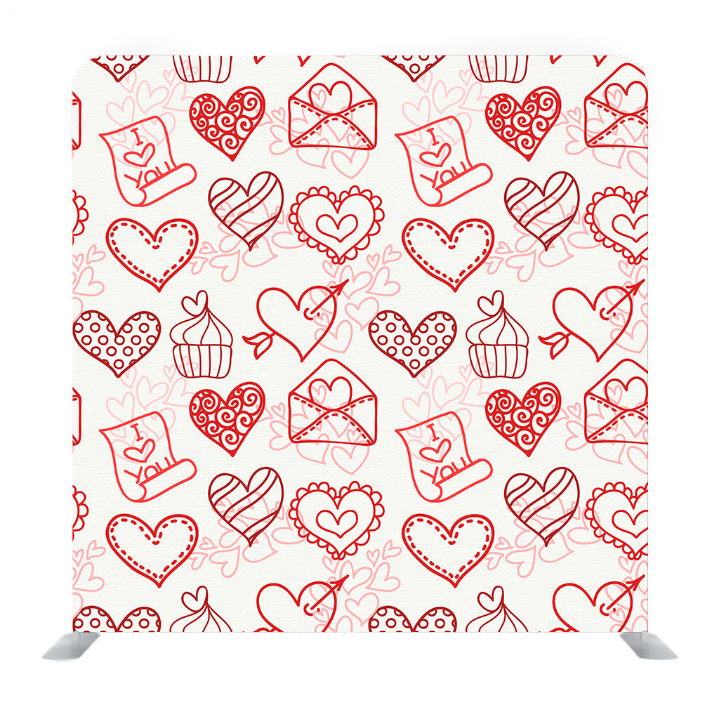 Seamless pattern of hearts and handwriting Media wall - Backdropsource