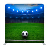 Soccer Ball On Green Stadium Arena In Night Illuminated Blue Bright Spotlights Background Media Wall - Backdropsource