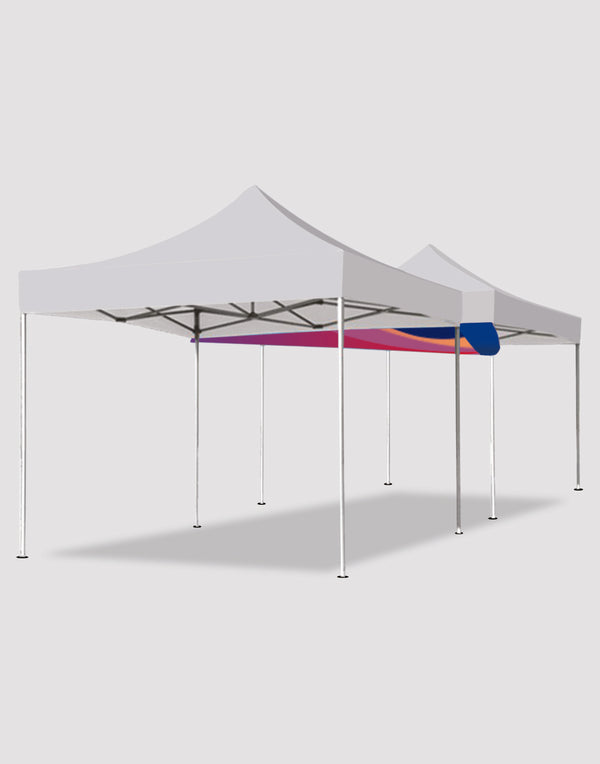 Carpa con dosel y canaleta para lluvia
