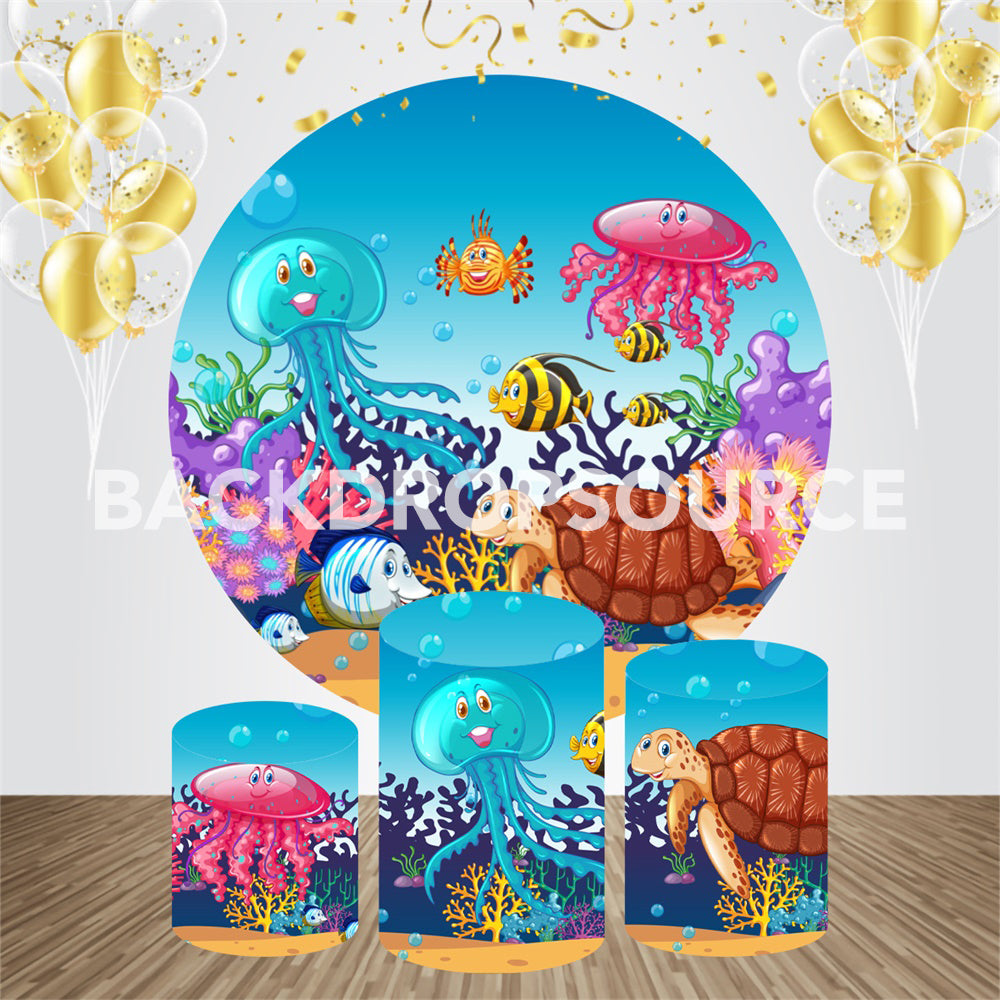 Under The Sea Themed Event Party Round Backdrop Kit - Backdropsource