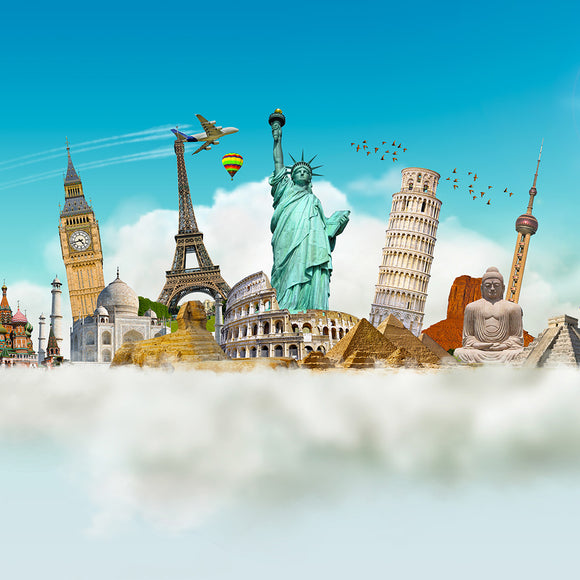 World Grouped Together Cloud Backdrop - Backdropsource