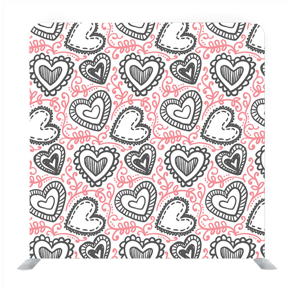 Black Hearts Pattern Background Valentine Day Design For Greeting Card Background Media Wall - Backdropsource