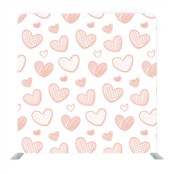 Pattern Hearts On a White Background Hand-Drawn Background Media Wall - Backdropsource